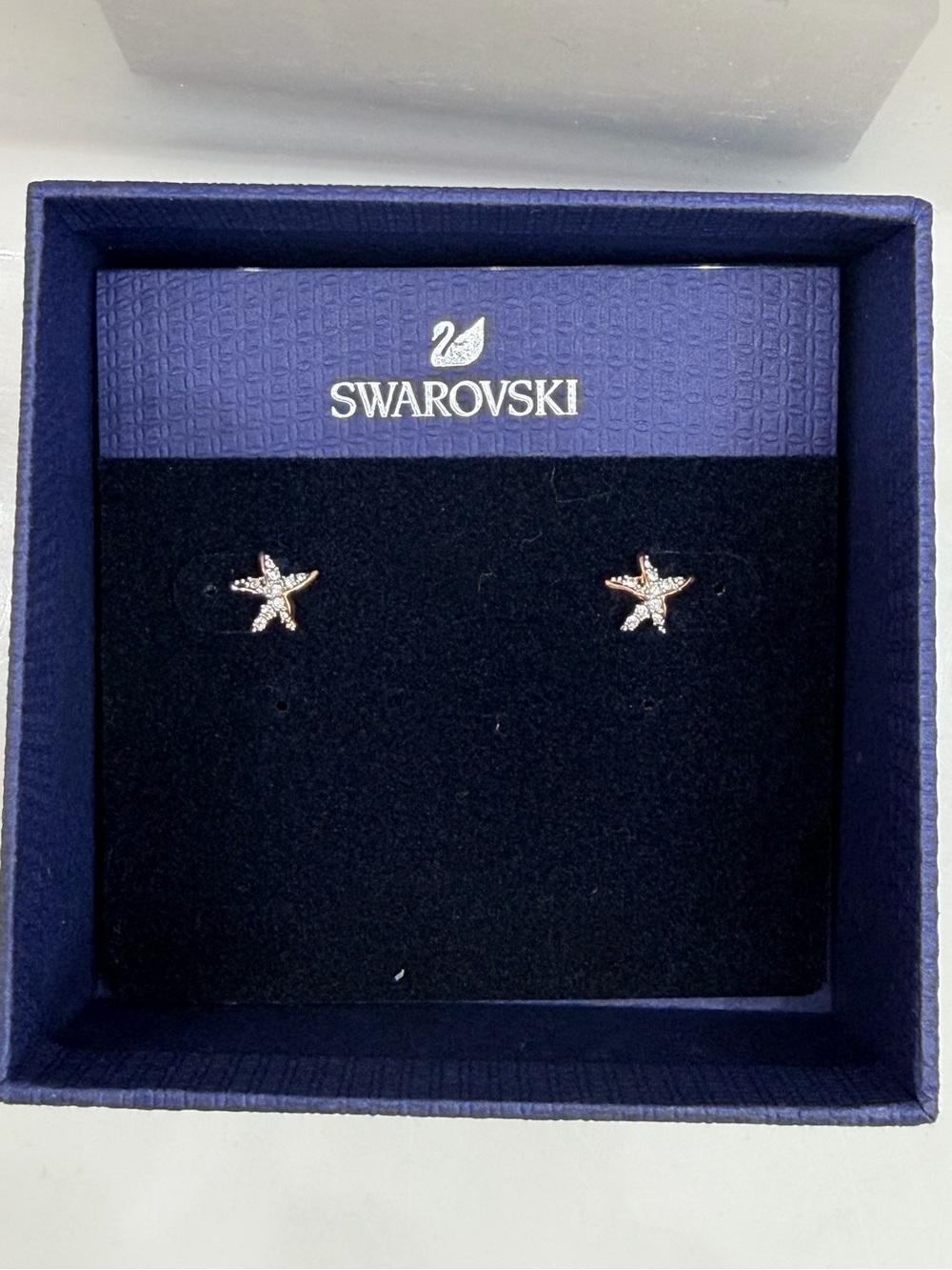 Swarovski Gold Starfish Crystal Stud Earrings - Clear Crystals